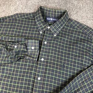 Ralph Lauren Men's Plaid Button Down Shirt Long Sleeve 100% Cotton Size XL Read